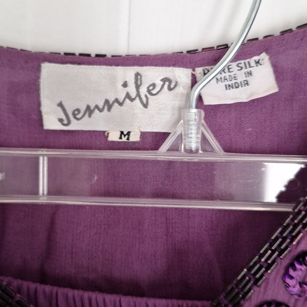 Purple Beaded Sheer sequin 2pc Top And Skirt - Picture 10 of 17